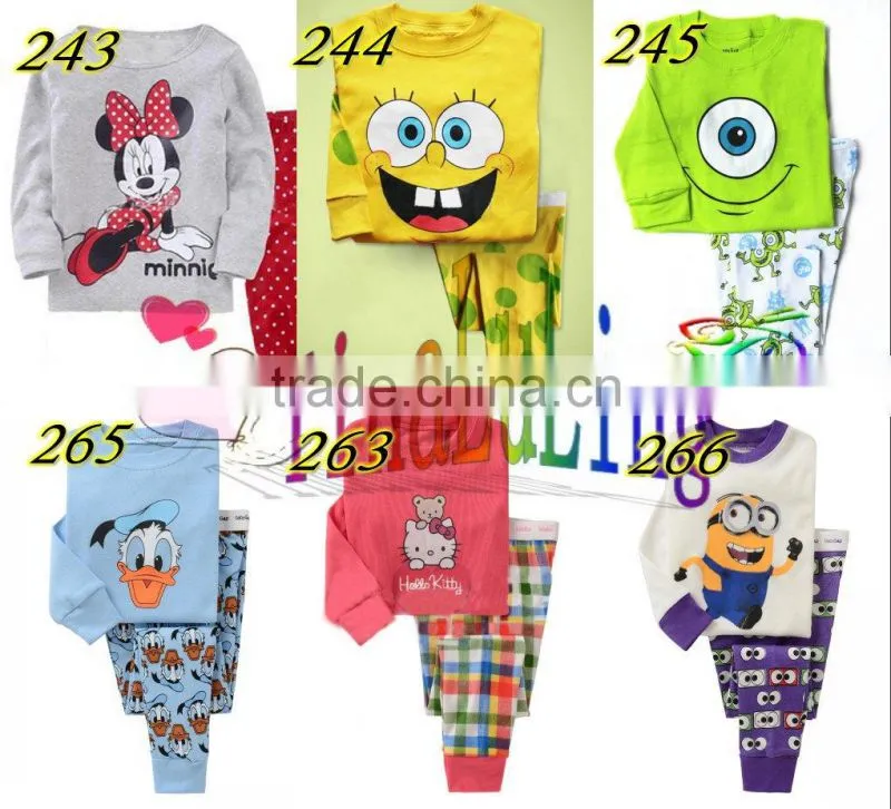 baby girls sky blue hello kitty cartoon pattern cotton pyjamas suits kids sleepwears children's nightgown