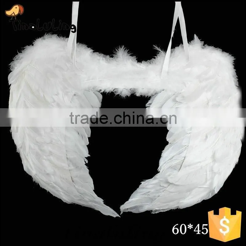 China party supplier big white angle feathers wings for birthday party decorations