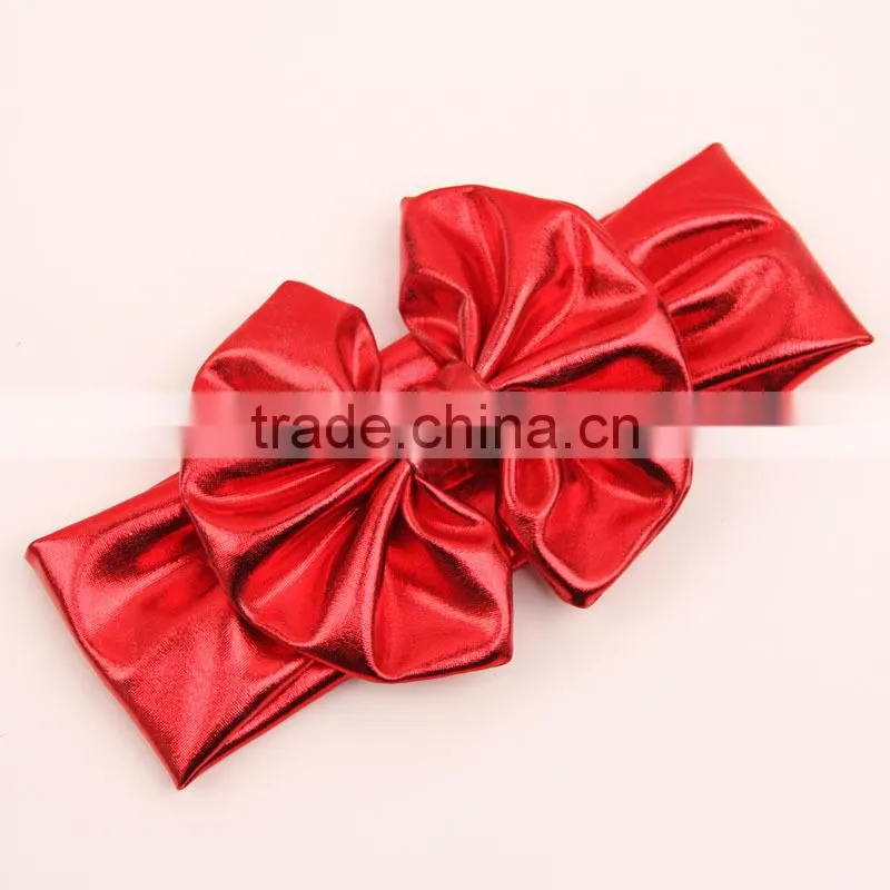 Cool baby girls metal color headband 2017 newborn kids elastic cotton hair band bows hair accessories