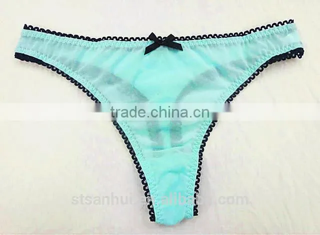 China factory supply women stylish embroidery transparent sexy thongs panties
