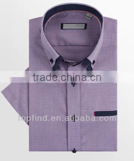 Fashion double button down collar fake pocket short sleeve shirt