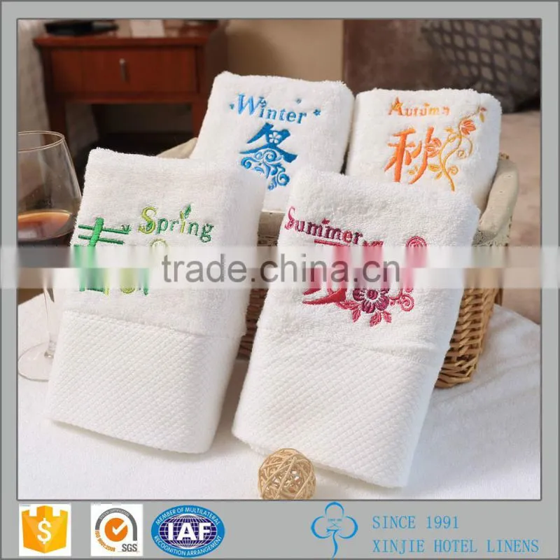 Factory price cotton hutel used customized promotional Embroidery thick hand towel for wholesale