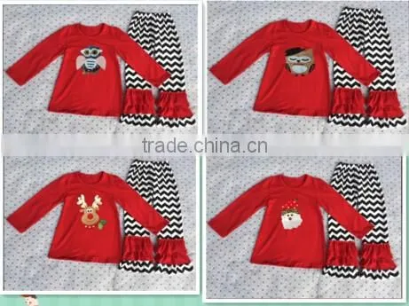 Fashion 2016 online wholesale children's boutique clothing sets baby clothes top girls christmas outfits polka dot cotoon