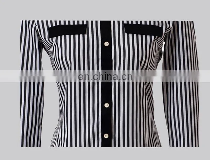 Classical black and white stripe ladies blouse or tops