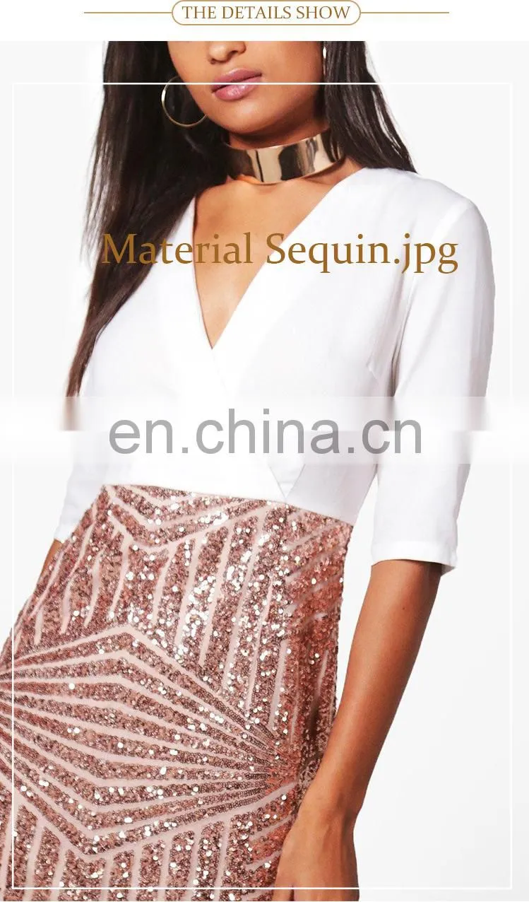custom summer sexy Sequin half sleeve women mini Bodycon dress