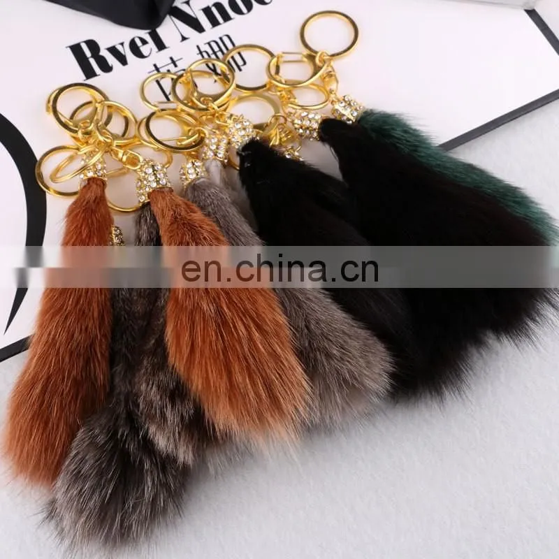 Faxu Fox Fur Tail Plush Keychain Lady Bag Pendant