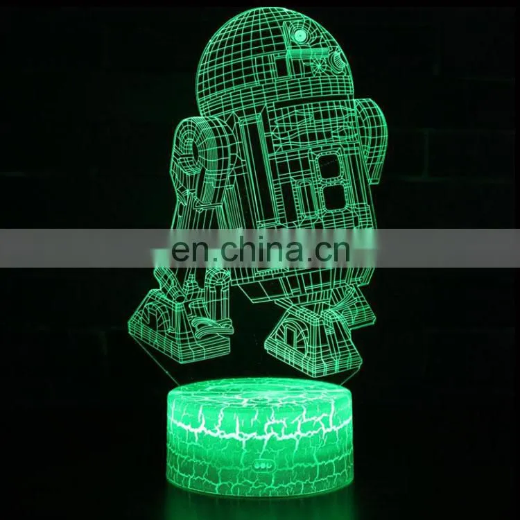 7 colors touched changed acrylic panel 3d led night light for decoration