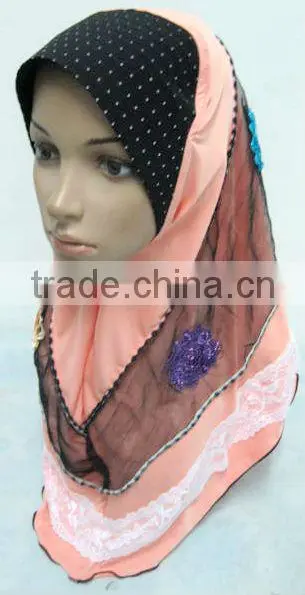 A559 Fashion modern HIGH QUALITY ISLAMIC HEADSCARF ONE PIECE flower LONG MUSLIM HIJAB