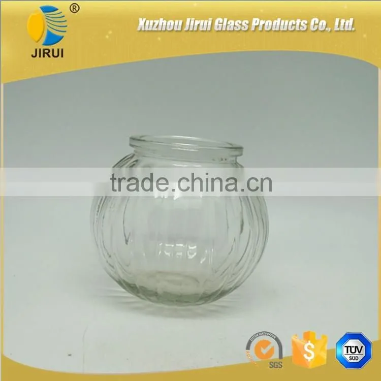 Clear glass candle holder pumpkin shaped