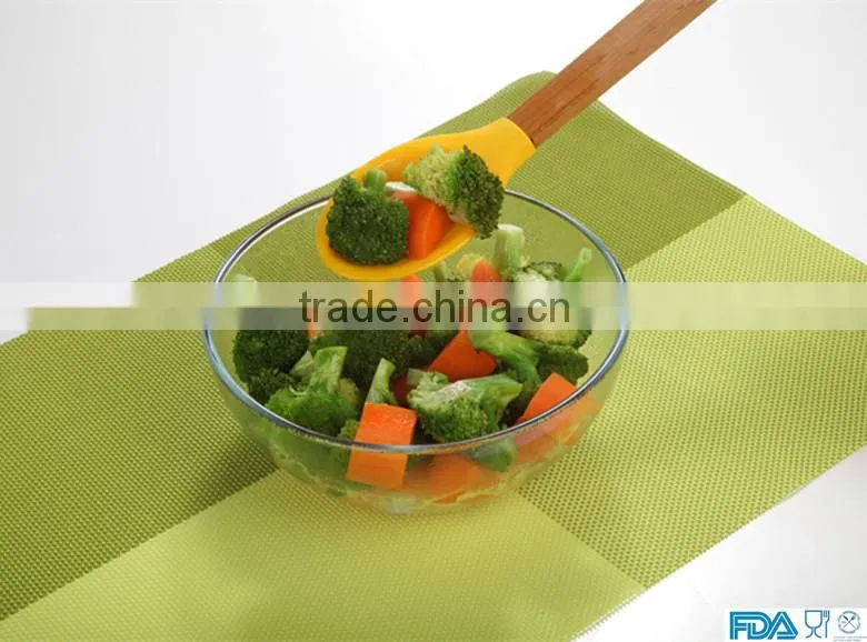 Colorful big size kitchen silicone spoon with wooden handle in FDA LFGB standard