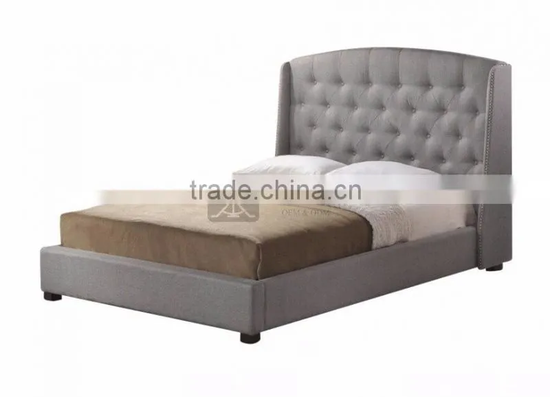 BE-053 French Upholstered Furniture Latest Double Bed Designs