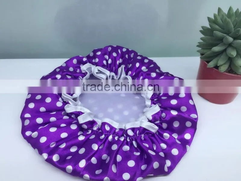 dot printed shower cap