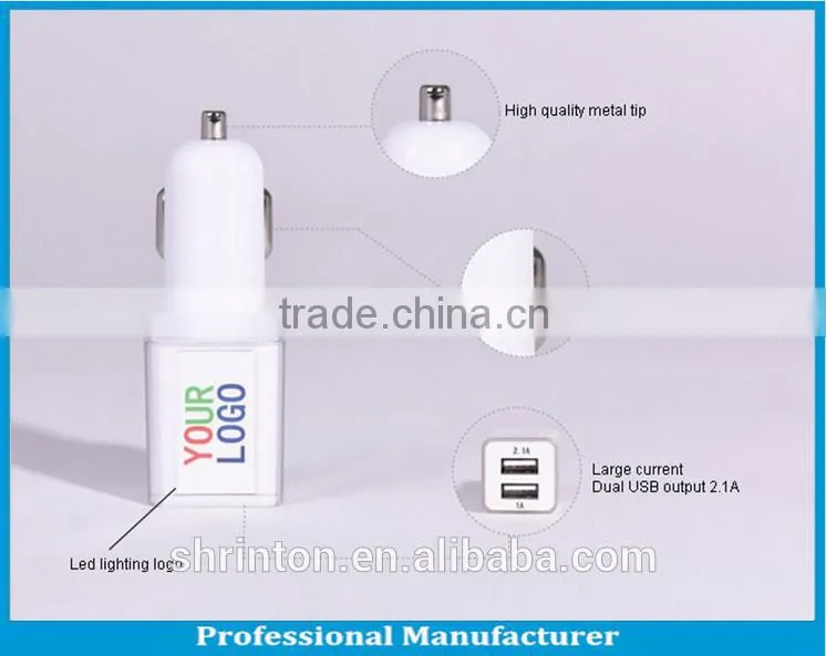 FCC CE Rohs safety 5V 2.1A Dual USB car charger adapter/quick charger car adapter