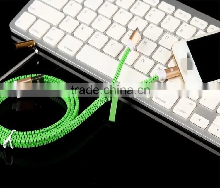New design 2in1 zipper usb cable, mobile phone data zipper usb data cable