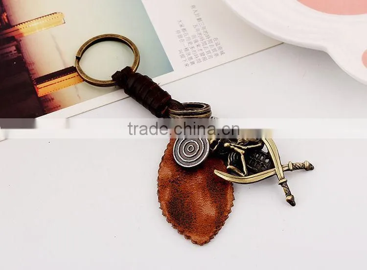 Hot Sale Leather KeyChain High Quality Fashion Skull Pendant Key Chain rings Vintage keyring Accessories