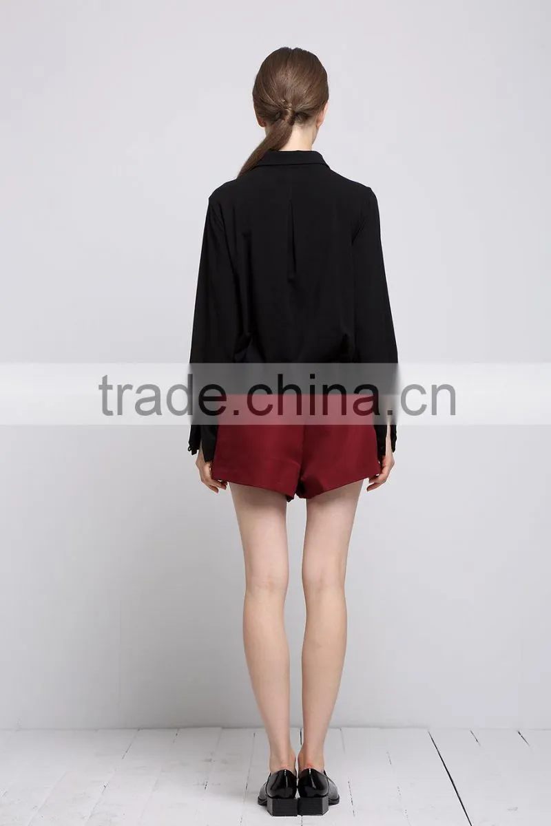 Fashion Black long sleeve blouse simple design