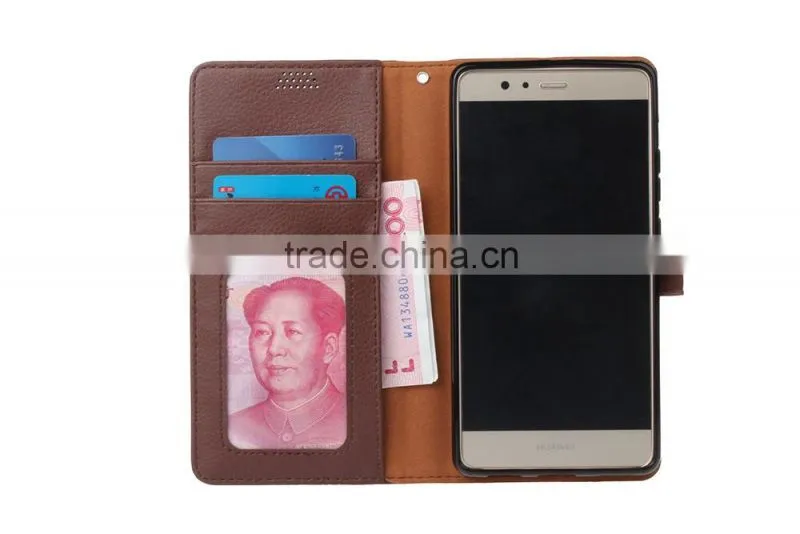 Original with card slot MMT Litchi Grain wallet leather flip case for Huawei P9 plus photo frame holder leather PU case