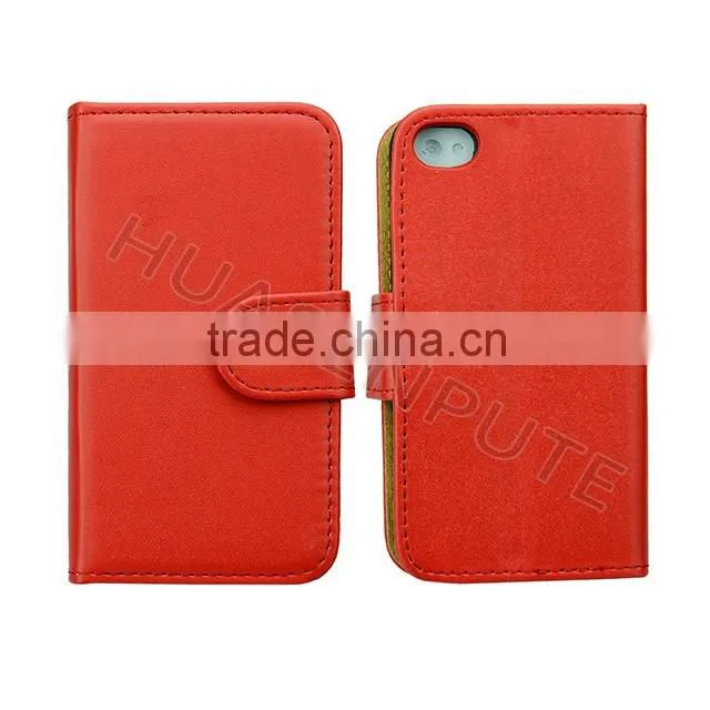 Anti-scratch and shockproof leather phone case for iphone4 with card holder
