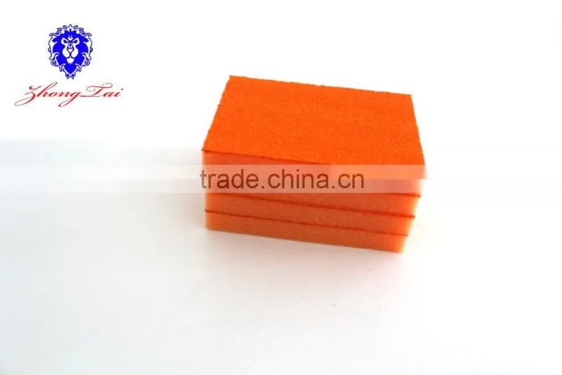 orange sourcing pad with yellow sponge for kitchen supplies