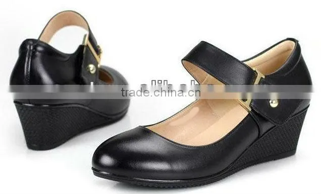 Fashion black ankle stripe girls school shoes