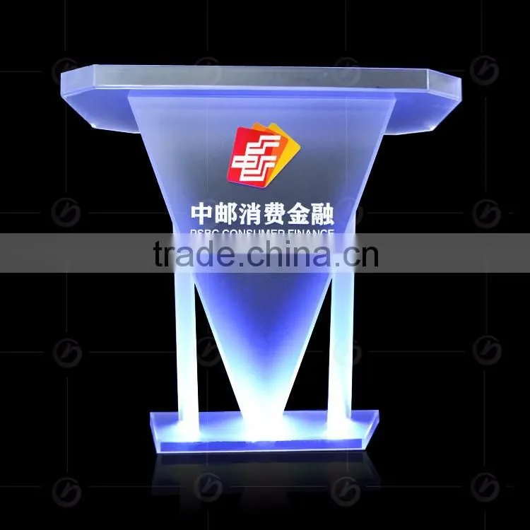 strict request acrylic scrub glass pulpit with changeable led light