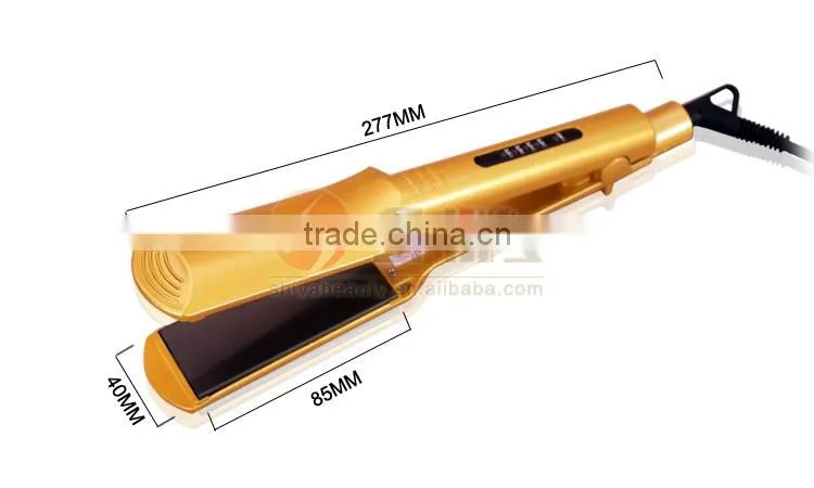 Hot selling led display titanium yellow hair straightener ultrssonic private label flat iron power cord