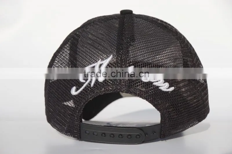 Black cotton twill baseball cap with embroidery logo