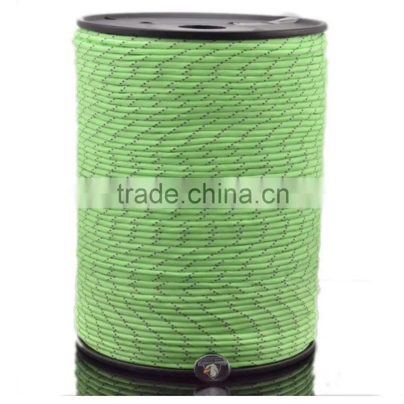 wholesale camping supplies 9 strand 1000ft spool Glow in dark & reflective paracord Parachute Cord for camping survival