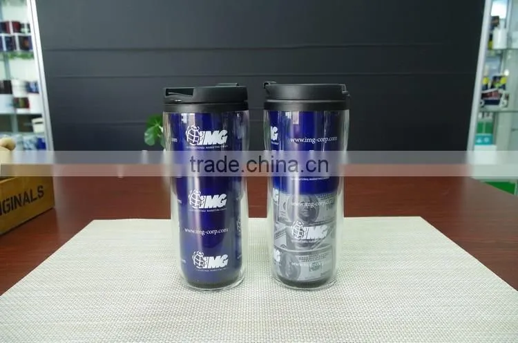 custom logo double wall plastic color changing magic coffee pp tumbler