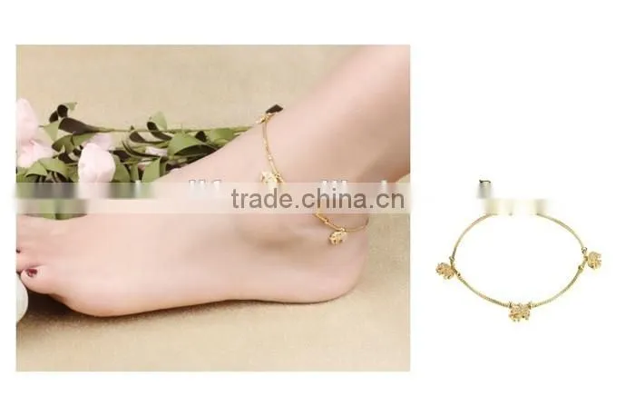 2016 latest style stainless steel elephant hair gold anklet