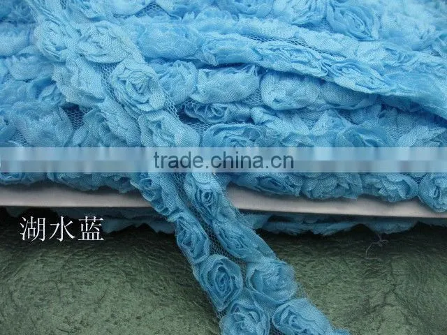 Shabby Frayed Chiffon Rose Flower Trim