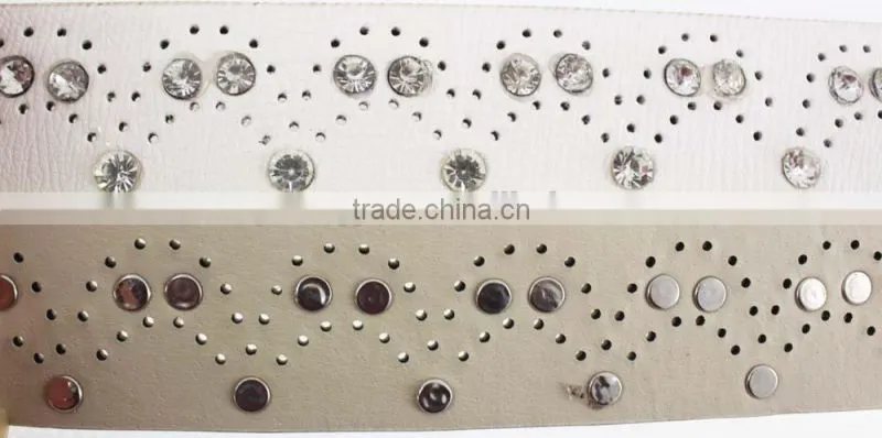 Women's Fashion rhinestone studded 35Mm pu leather jeans belt with shiny rhinestone accessories