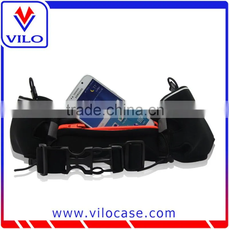 High quality 2 porkets Sports waist belt hold bottle water and bluetooth speaker