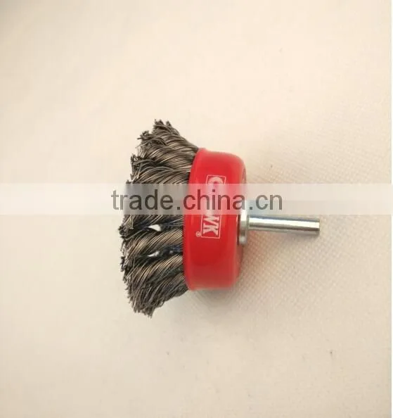 knotted cup brushes with shank, diameter 70mm or 2 3/4"