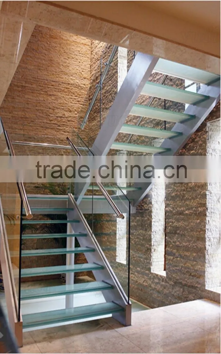 decorative modern indoor stainless steel glass stairs