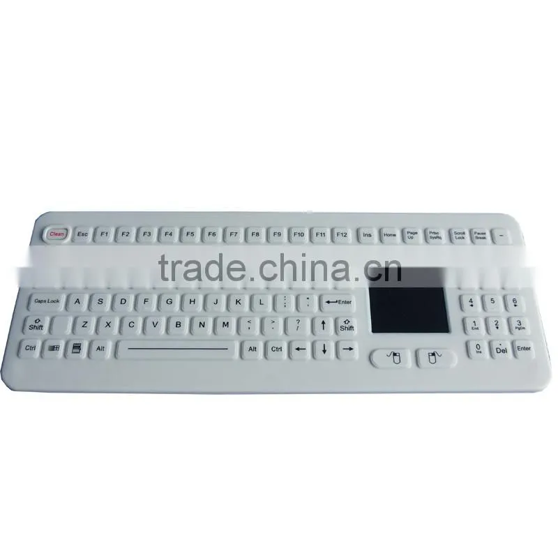 IP68 design medical white keyboards with touchpad, desk top version