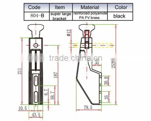 plastic side brackets with eyebolts