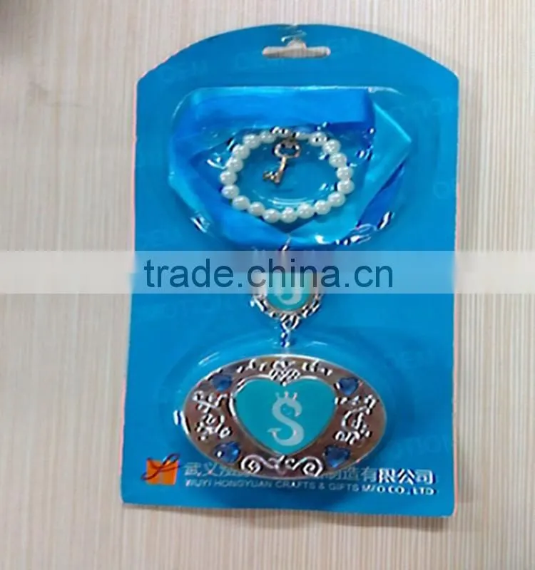 Two pcs/set beaded bangle& bracelet girls ribbon necklace with pendant jewelry set