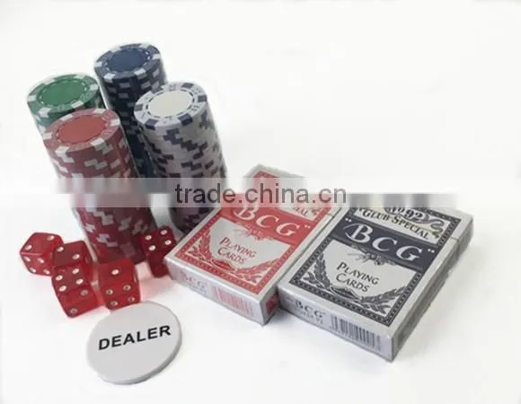 13.5g 500 pcs clay cosmetics Casino poker chip set with Aluminun Metal Case roulette chips set