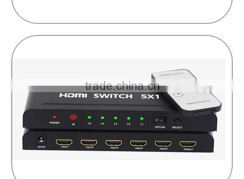 2016 hottest premium 1080p 5 port hdmi switch in black