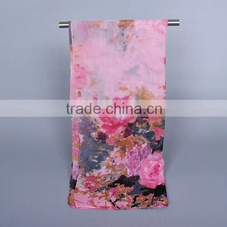 Scarf China Wholesale women fashion flowers Pattern scaves Chiffon silk 160*50 scarves pashmina shawls