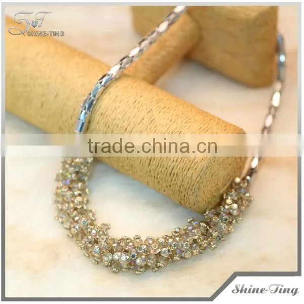 charming white crystal beads bib statement Necklace with chain for women