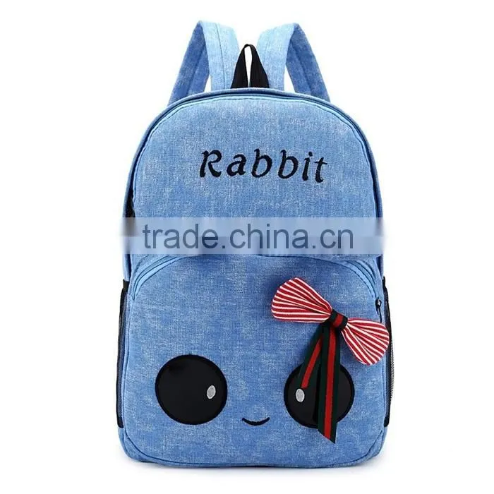 Korean Style Canvas Backpack Bag for Girls Bowknot Travel School Bag