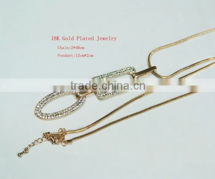 18K Gold plating pendant Chain Necklace& Czech Crystal necklace LN050-2