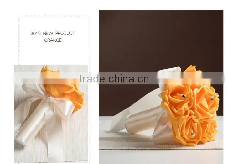 Crystal Pearls Posy Bridal Brooch Wedding Bouquet Silk Rose Handmade Flowers