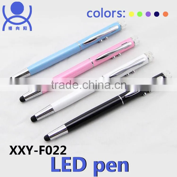 colorful 3 in 1multifunctional ball pen with led light