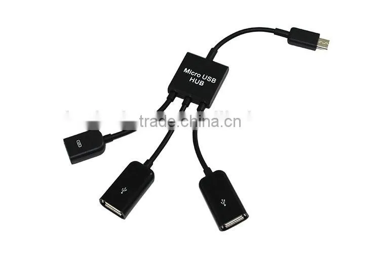 MICRO USB MALE TO 2-PPORT USB 2.0 FEMALE+ 1 MICRO USB FEMALE CHARGING HUB
