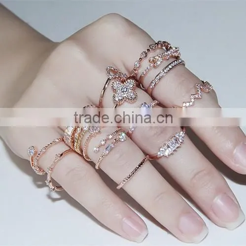 Elegant custom wholesale fashion AAA zircon mens brass ring