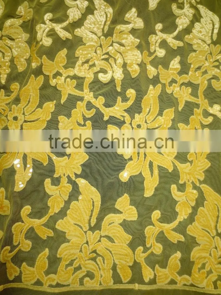 Full sequins lace fabric elegant popular designs for african wedding big party french net lace/tulle fabric lace