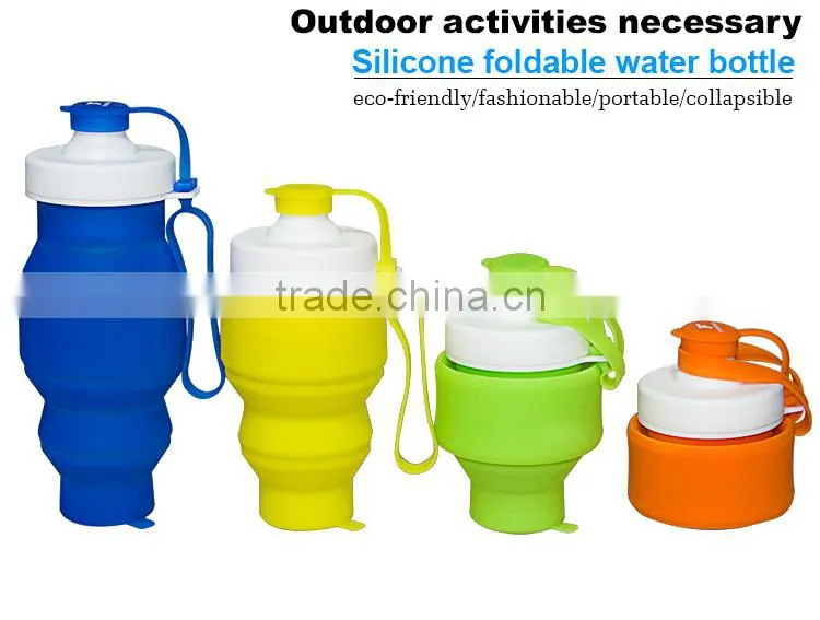 2016 Hot Sale 530ml Cheap Price Folding Silicone Water Bottle